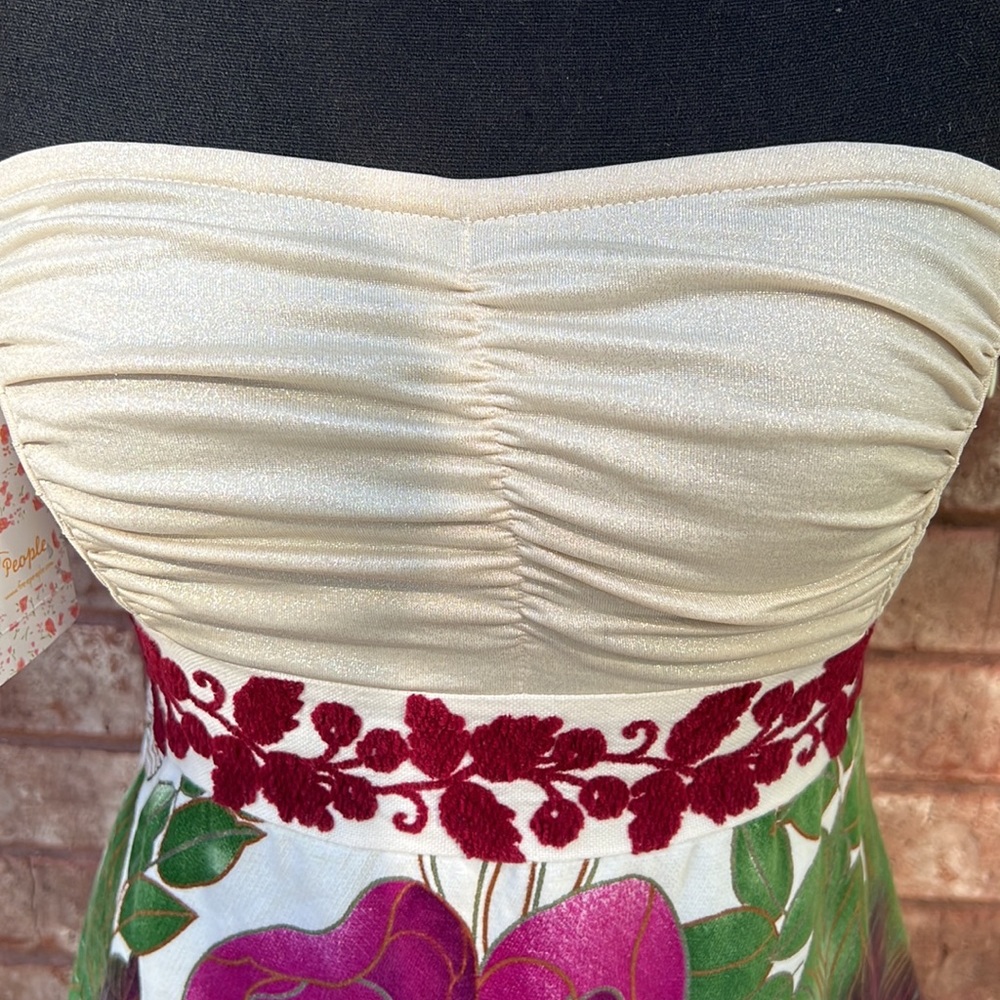 #1042 NWT Free People Lost in Paradise Floral Velvet Flocked Mini Dress Size 2 - Picture 3 of 11